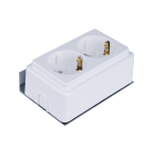 Дупла приклучница со носач, за IT монтажна плоча, бела, 16A, 250V~