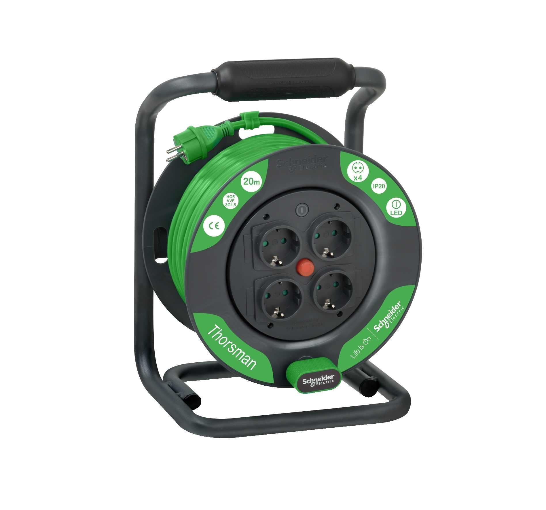 IMT33140-1.jpg Thorsman - Cable reel 20m HO5VVF 3G1.5 IP20 Schuko IMT33140 - Image 1