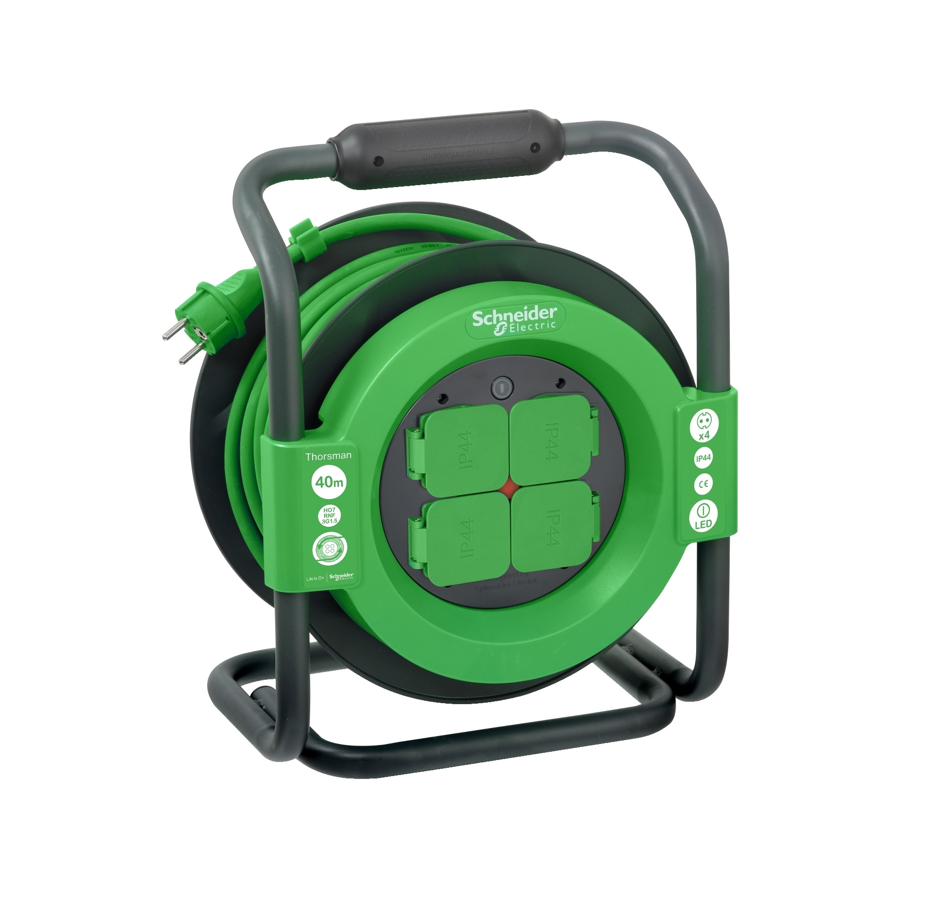 IMT33158.jpg Thorsman - Cable reel 40m HO7RNF 3G1.5 IP44 Schuko IMT33158 - Image 1